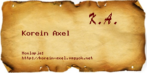 Korein Axel névjegykártya
